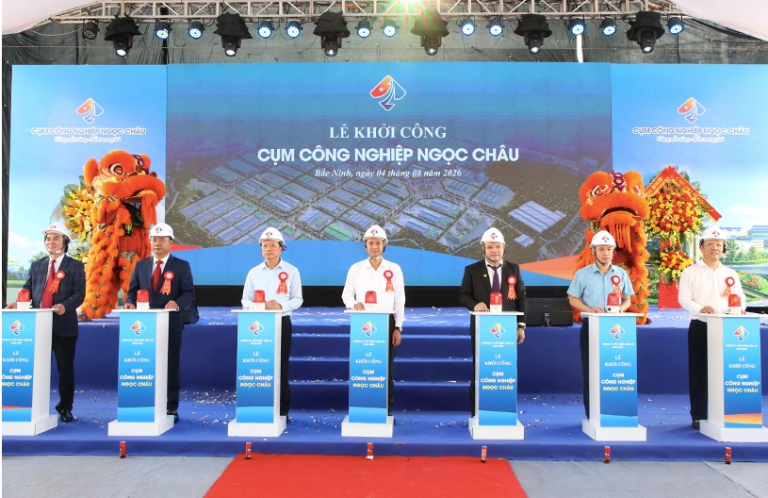 Cụm công nghiệp Ngọc Châu quy mô 75 ha, vốn đầu tư gần 1.000 tỷ đồng vừa khởi công tại xã Ngọc Thiện, tỉnh Bắc Ninh.
